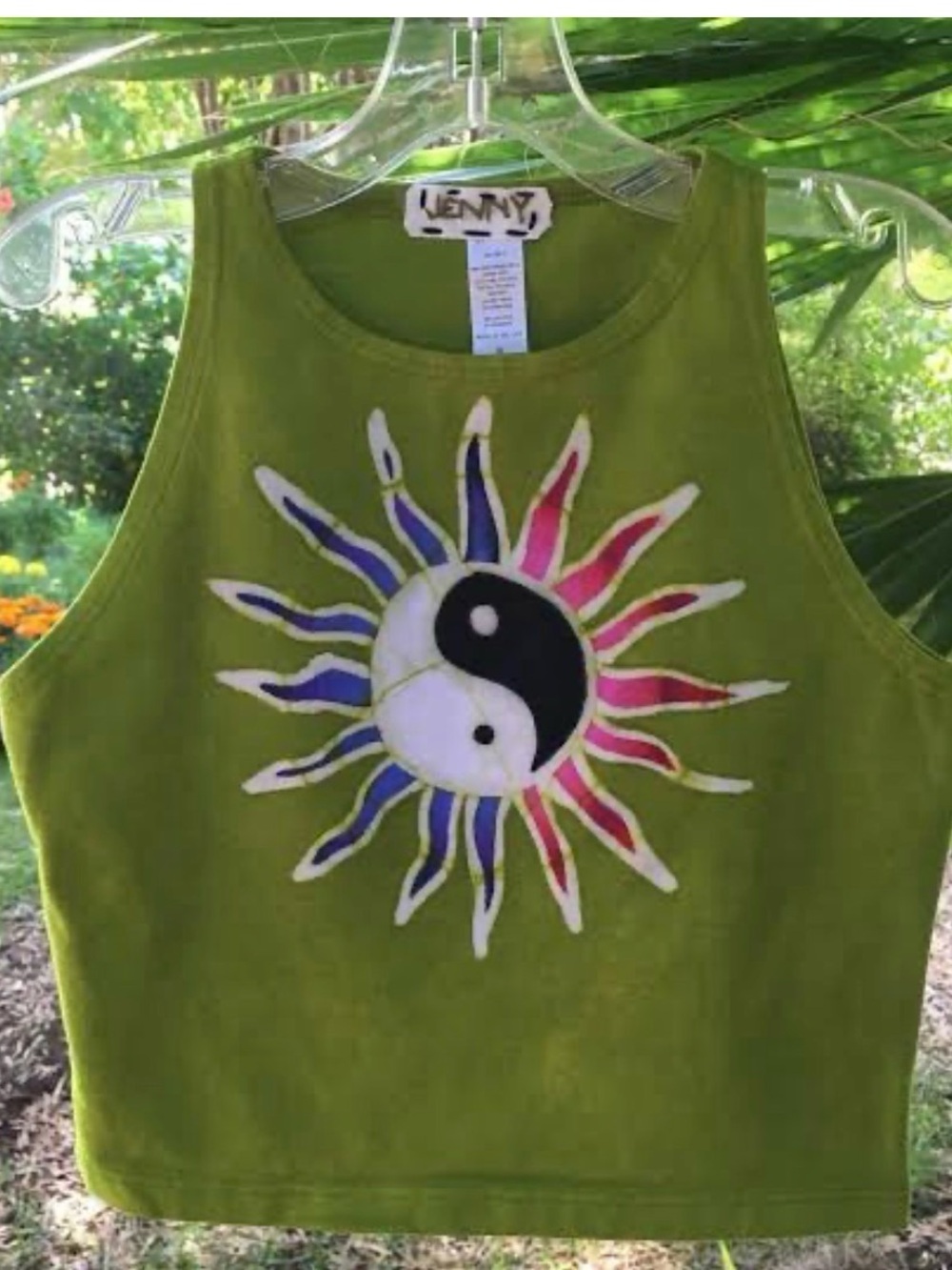 NWOT Handmade Batik Ying Yang Crop Tank - Small